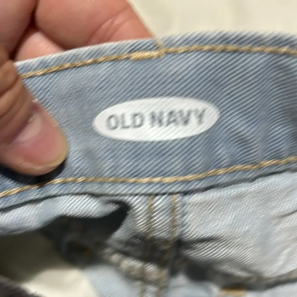 Old navy 6 light blue denim cuffed hemline jean shorts euc adjustable waist